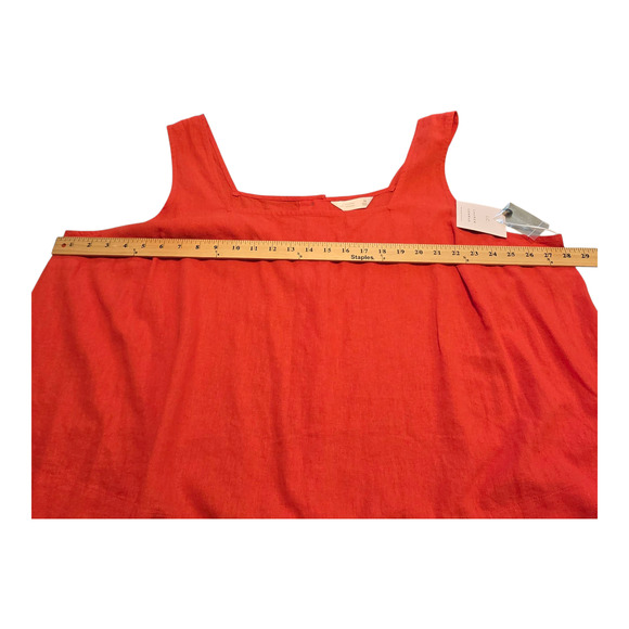 LC Lauren Conrad Tank Top Womens Size 3X Red Linen Blend Hi-Lo Hem Beach Summer - Picture 6 of 9